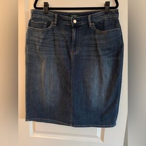 Lauren Ralph Lauren Denim Cotton Blend Midi Pencil Skirt - Size 14